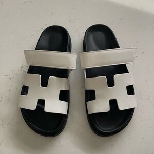 Hermes Black and White Sandals